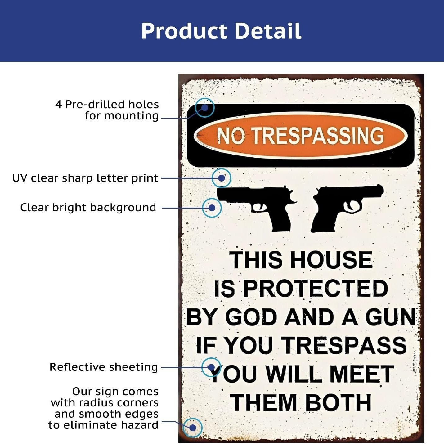 🔥Last Day Promotion-🛡️No Trespassing This House Is Protected Sign, Rust Free Weatherproof Wall Sign