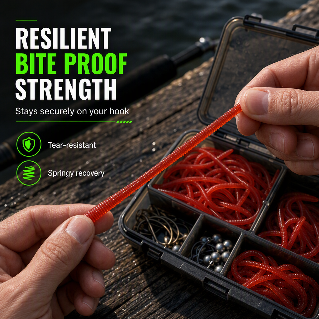 📢📢70% OFF !! ⏰Simulation Earthworm Soft Fishing Lures Shrimp Scented Artificial Worm Baits for Freshwater and Saltwater