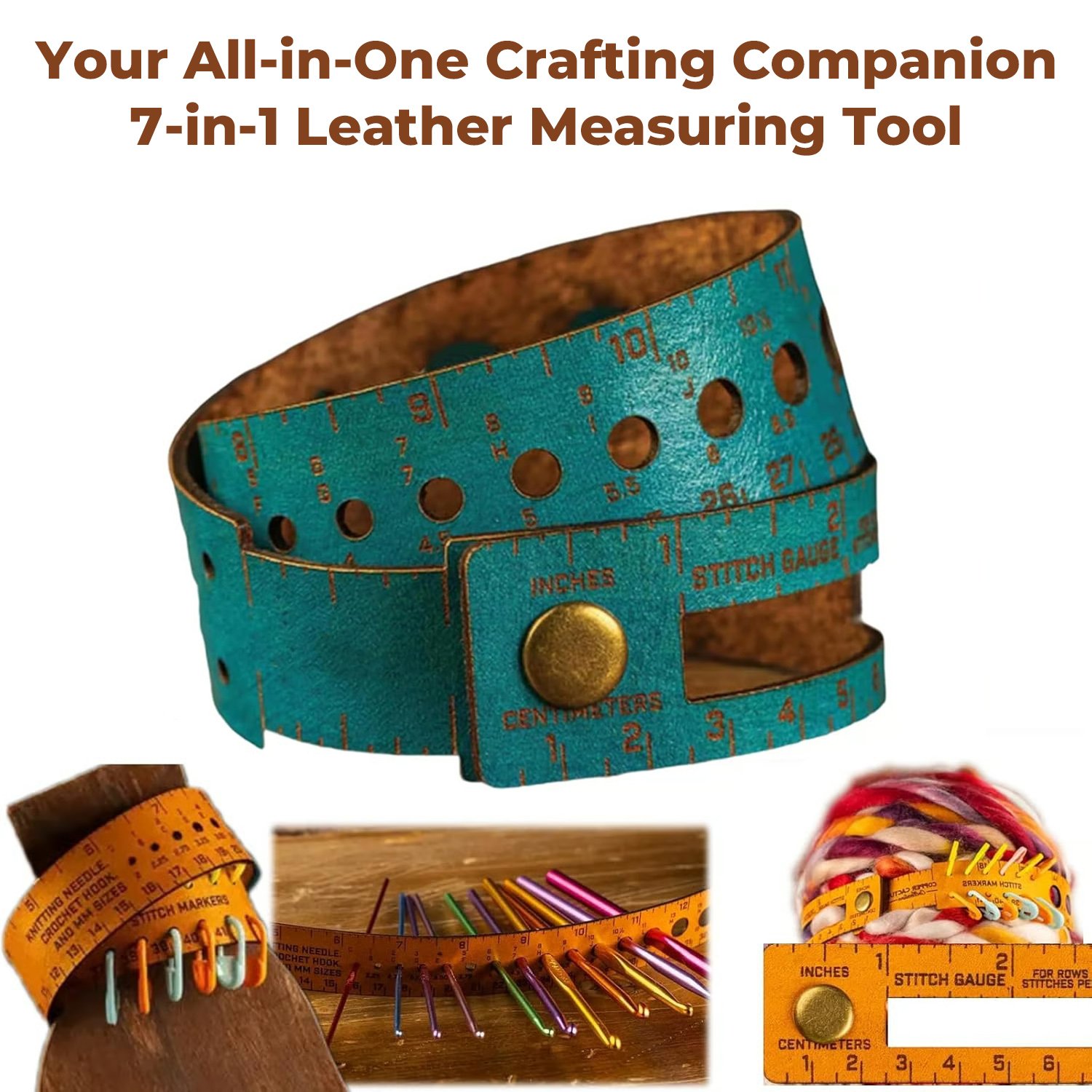 🧰Your All-in-One Crafting Companion🧰7-in-1 Leather Measuring Tool