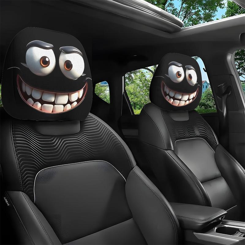 🔥LAST DAY 55% OFF😆 Funny Cartoon Car Headrest Covers – 2PCS Universal Fit 🚗
