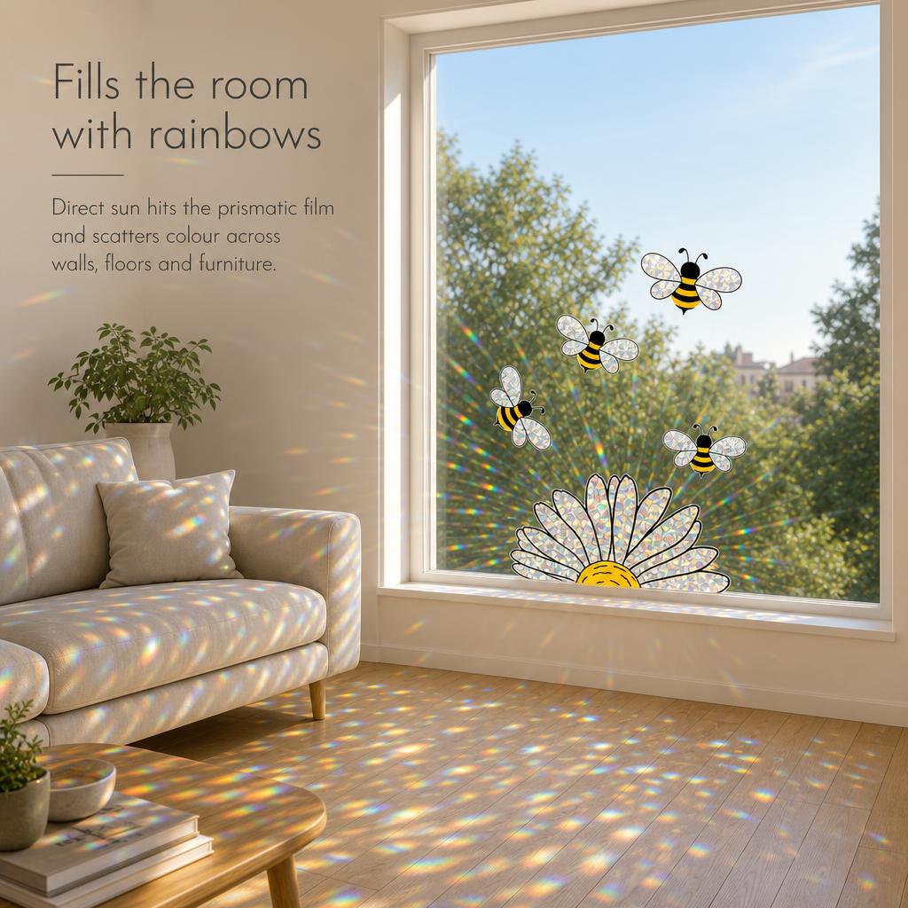 Last day 70% OFF🌟Bee Prism Effect Window Sticker