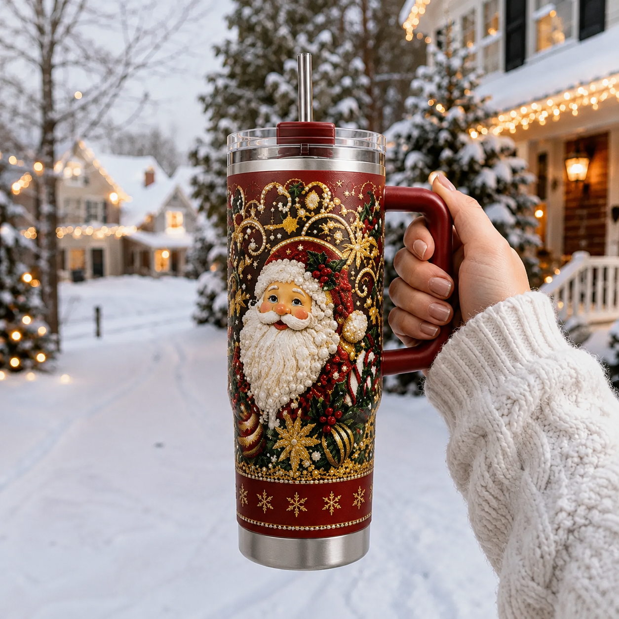🔥Last Day 70% OFF -🎅✨ Luxury Christmas Santa Handle Tumbler – A Magical Holiday Gift