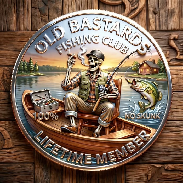 🎣Old Bones Fishing Cap 🎁 Buy the Cap Get the Matching Tribute Coin FREE