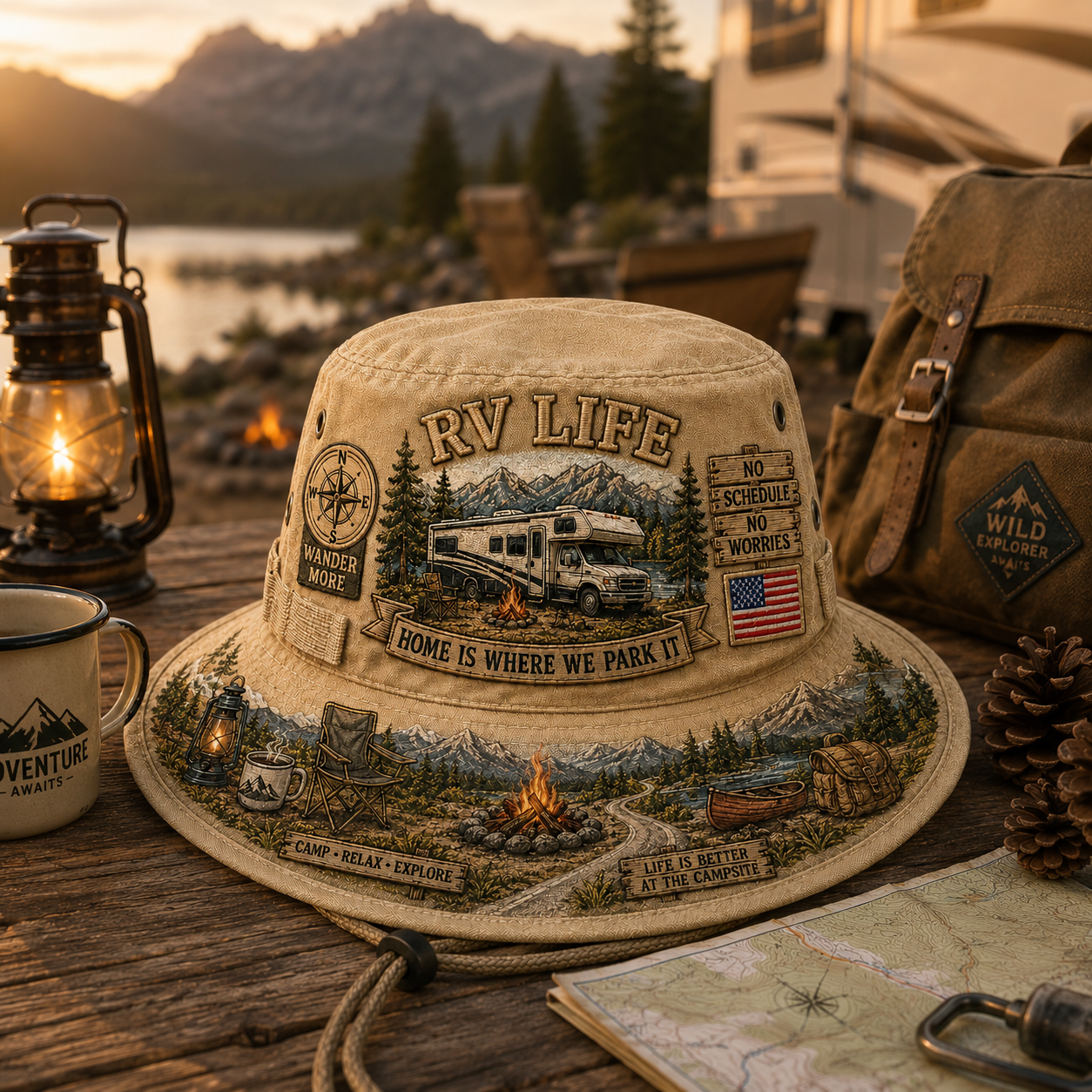 🔥Last Day 70% OFF - 🏕️Vintage RV Life Adventure Boonie Hat – Home Is Where We Park It