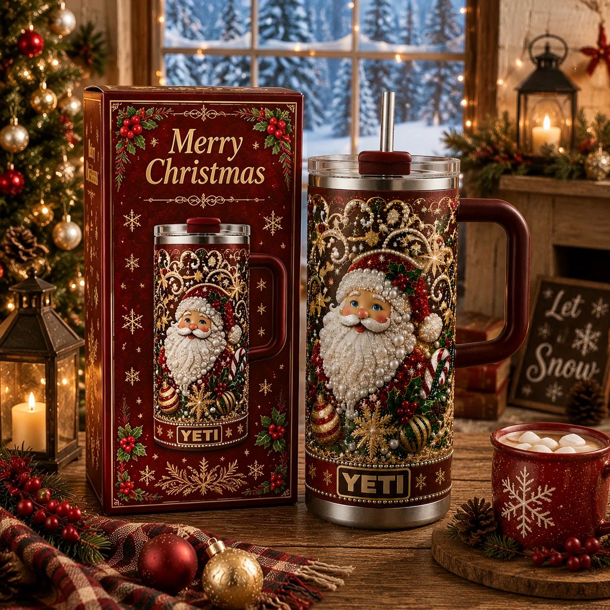 🔥Last Day 70% OFF -🎅✨ Luxury Christmas Santa 40oz Handle Tumbler – A Magical Holiday Gift
