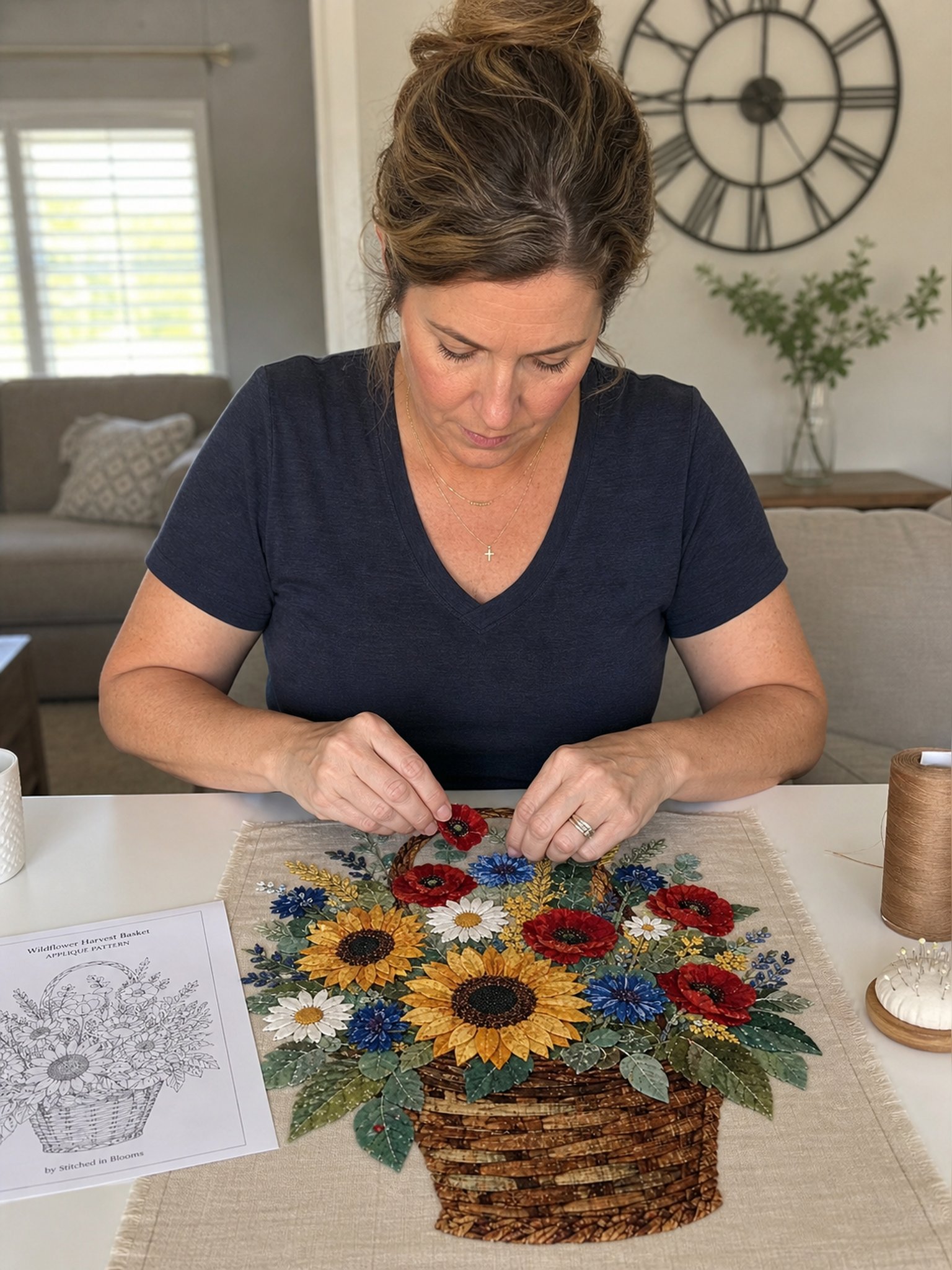 🔥LAST DAY 70% OFF - 🌸Floral Basket Patchwork DIY Kit | 3D Layered Fabric Flower Art Craft for Home Decor & Gifts