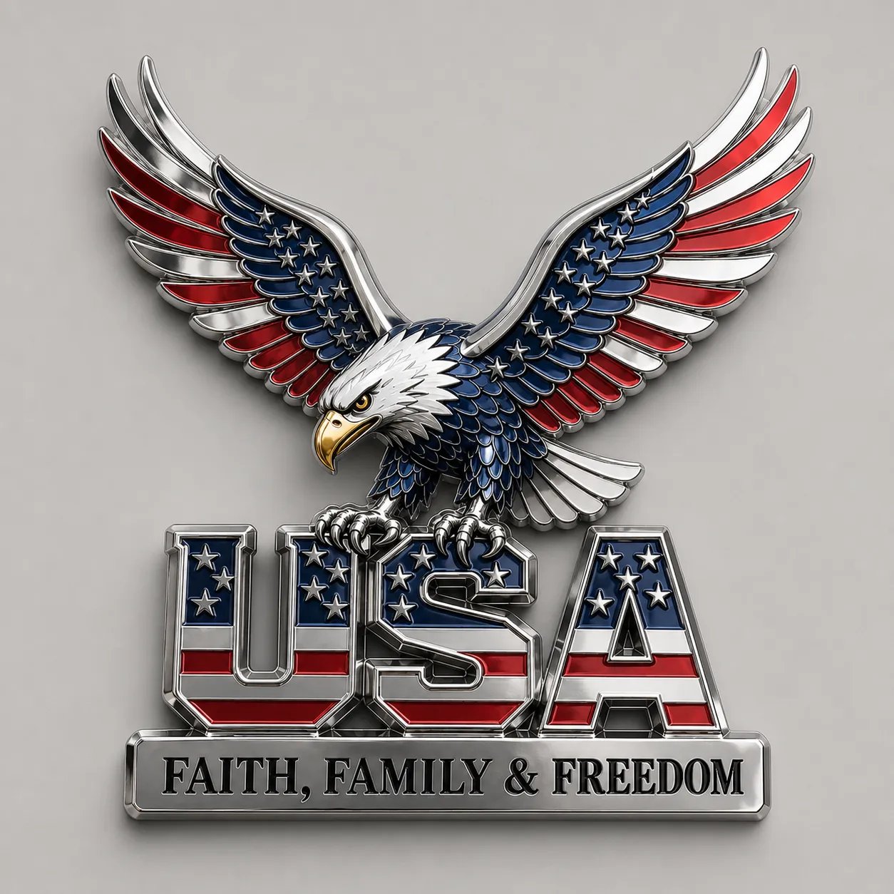 🎁250th Anniversary 50% OFF - USA Faith, Family & Freedom★ Metal Emblem