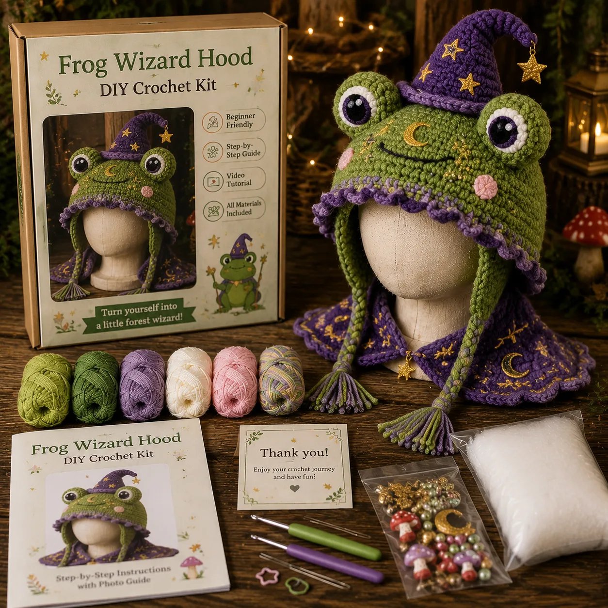 🔥Limited time 70% OFF - 🐉✨ Fantasy Hood Hat DIY Crochet Kit (🧶Relaxing & Beginner-Friendly ) 🎭✨