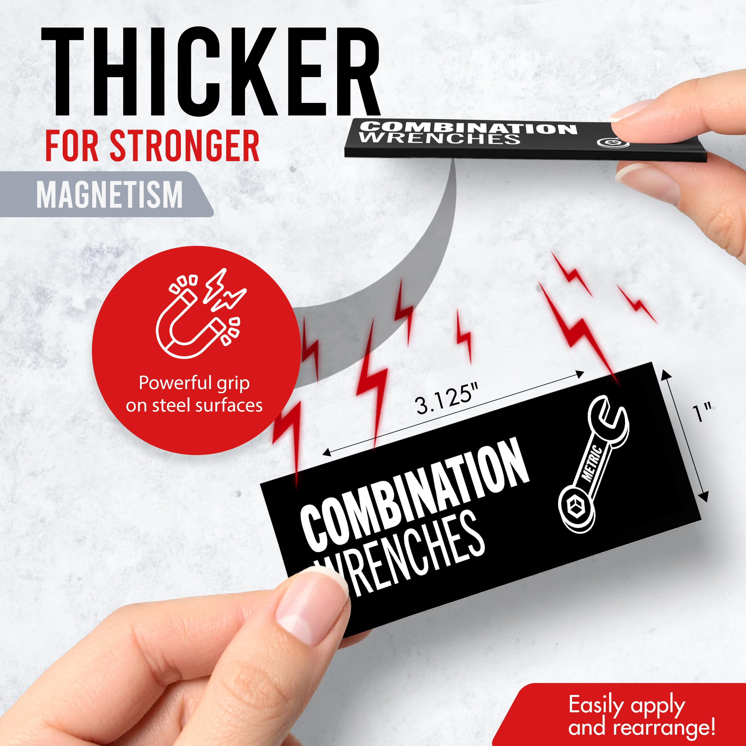 🎁80-Piece Magnetic Toolbox Labels Kit✨ Transform Your Tool Chaos into Order🧲 Reusable Labeling System