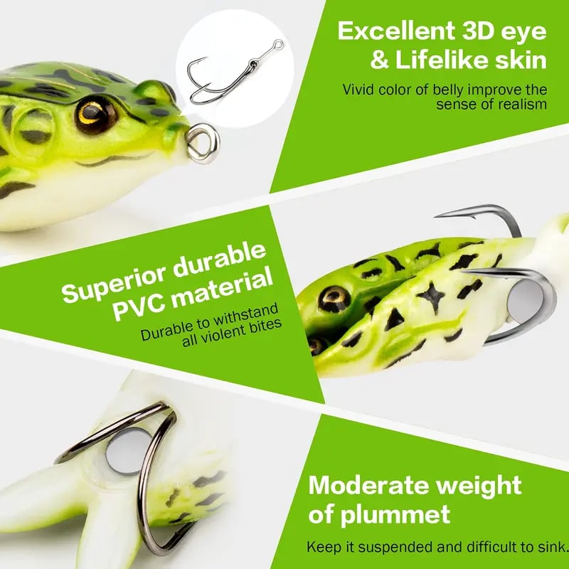 🐸“Lifelike Frog Lures Baits(5pcs a Set) – Anti - Grass Snag Design”🎣(✨Free Boutique Box)