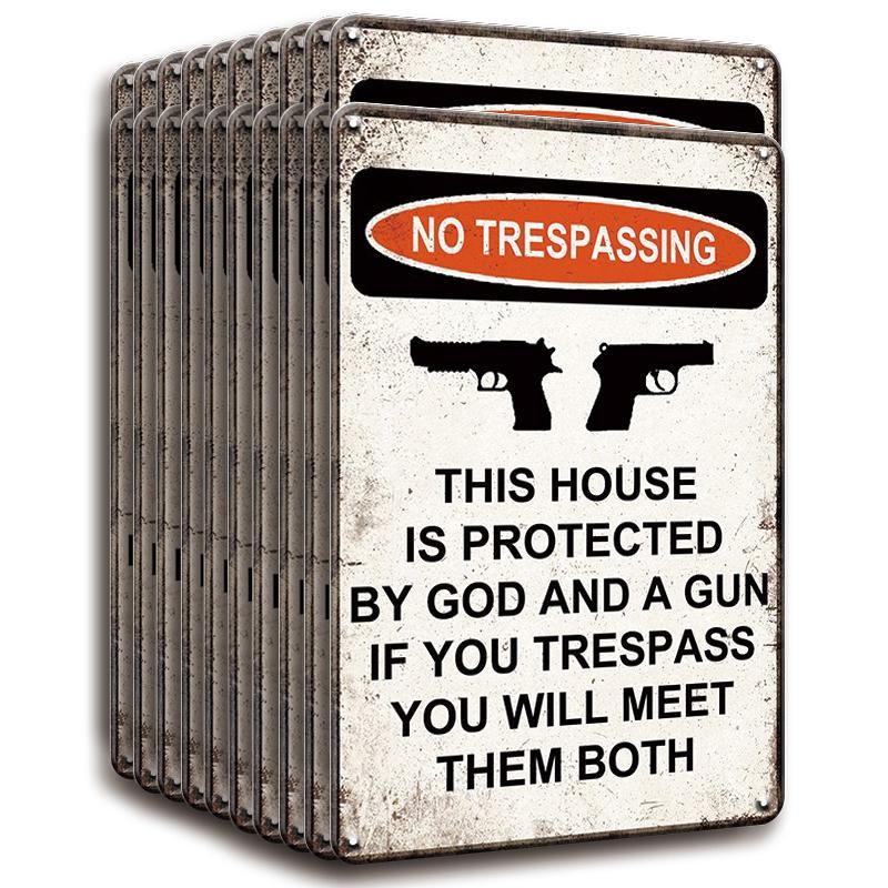 🔥Last Day Promotion-🛡️No Trespassing This House Is Protected Sign, Rust Free Weatherproof Wall Sign