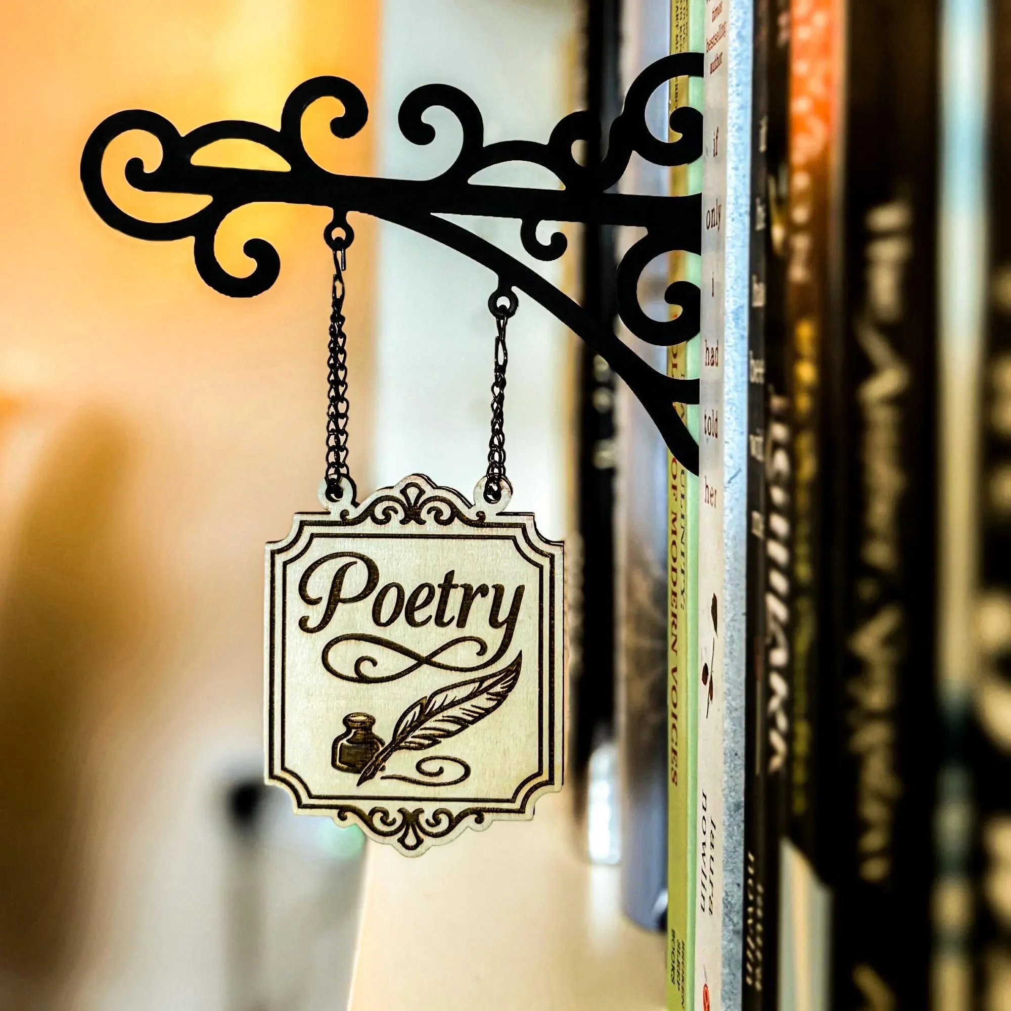 š Book Nook Tavern Signs – Hanging Genre Labels