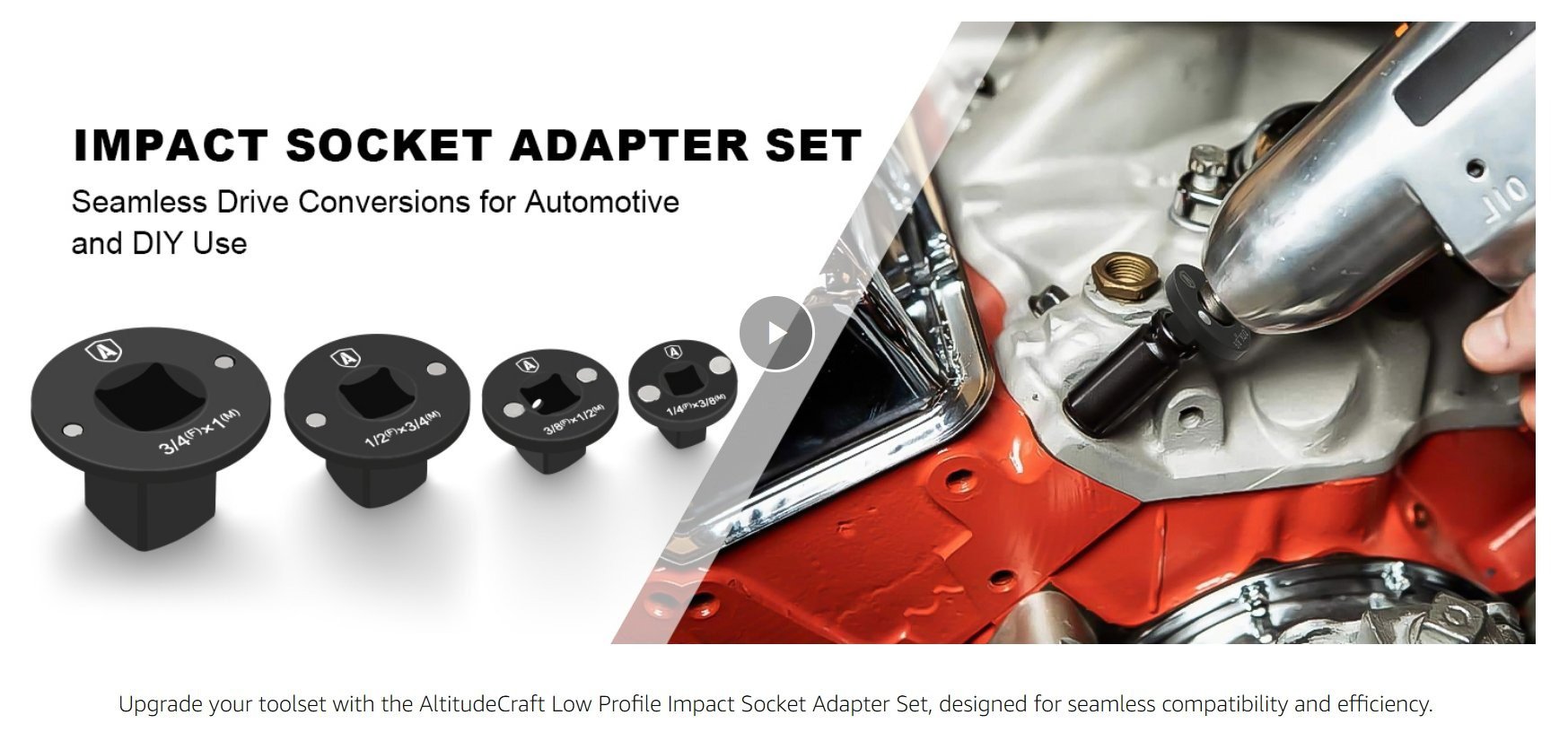 ✨2025 Low Profile Impact Socket Adapter Set – Industrial Drive Ratchet & Wrench Adapter Set for Tight Spaces, 4PC Hardware Kit: 3/4" to 1", 1/2" to 3/4", 1/2" to 3/8", 1/4" to 3/8"
