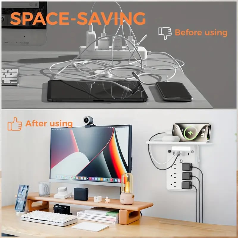 🔥LAST DAY 70% OFF🔥Wall Outlet Extender with Shelf Night