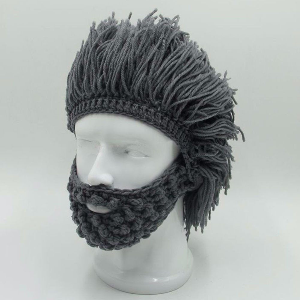 🔥Limited-time discount of 59%🔥Acrylic Punk Style Beanie with Attached Straight Hair Wig and Knitted Beard