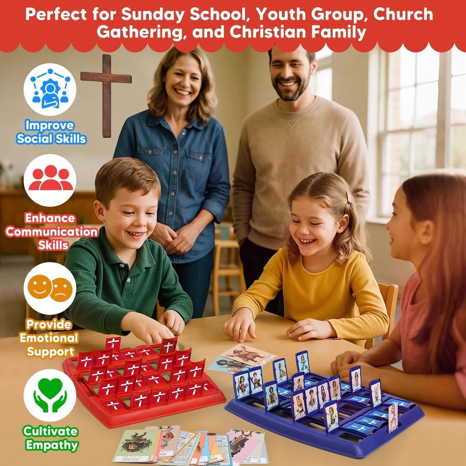 🔥LAST DAY 70% OFF✝️Guess Bible Who I Am Board Games for Kids🎁Christian Catholic Gifts