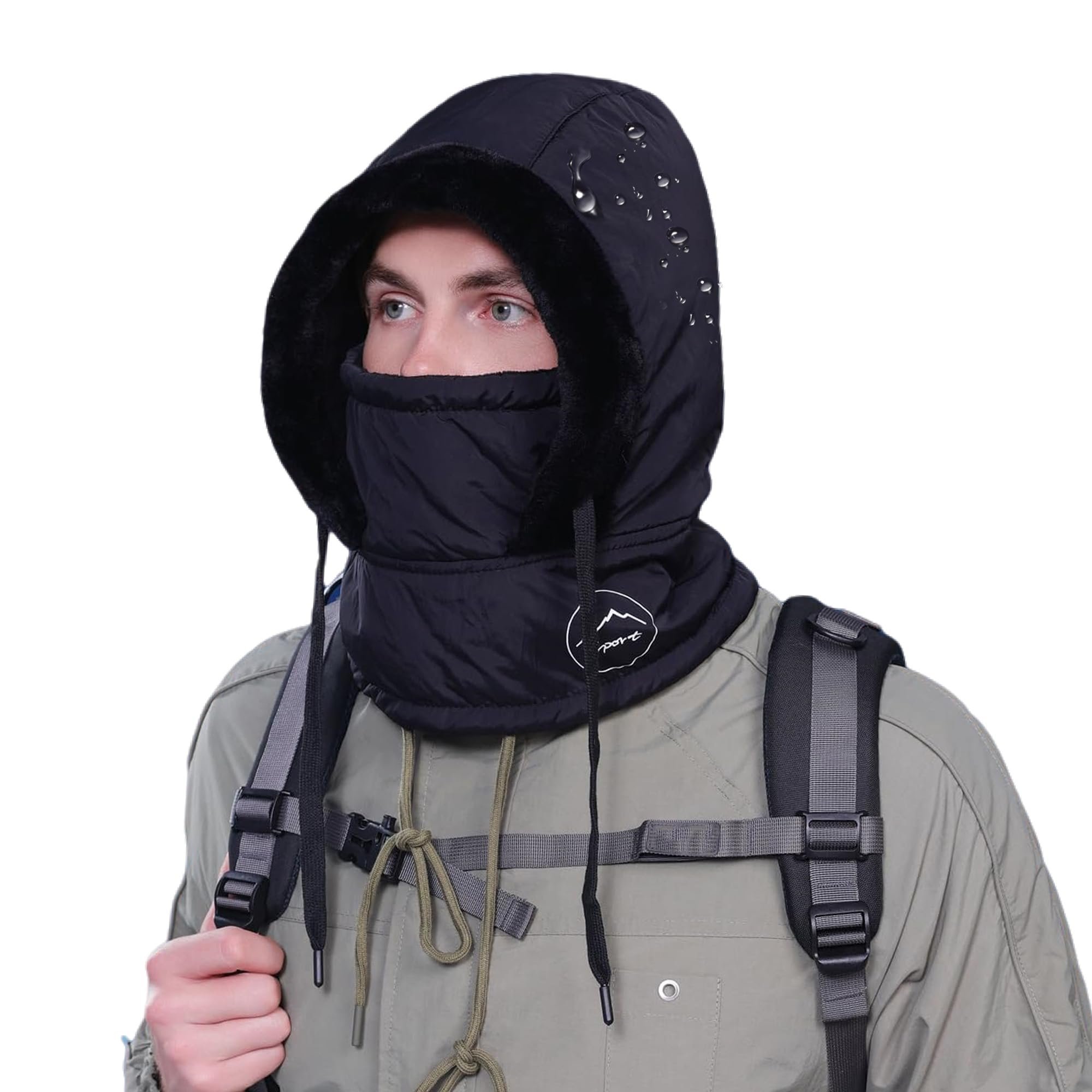 ❄️Unisex Winter Balaclava Hoodie - Waterproof Fleece Ski Mask with Face Shield & Earmuffs