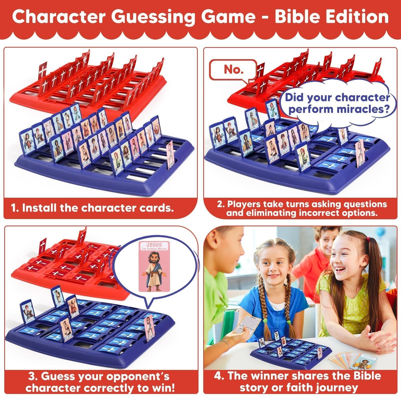 🔥LAST DAY 70% OFF✝️Guess Bible Who I Am Board Games for Kids🎁Christian Catholic Gifts