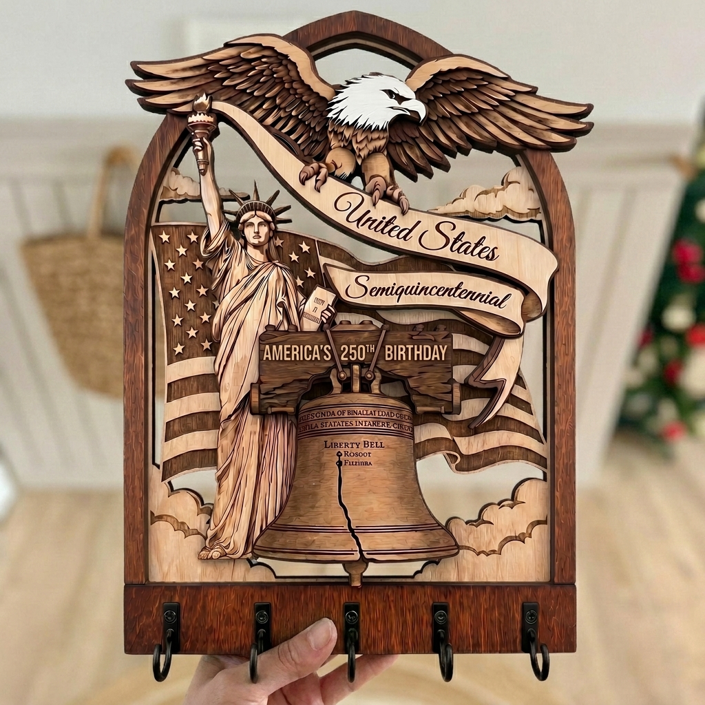 United States 250th Anniversary Wooden Key Holder