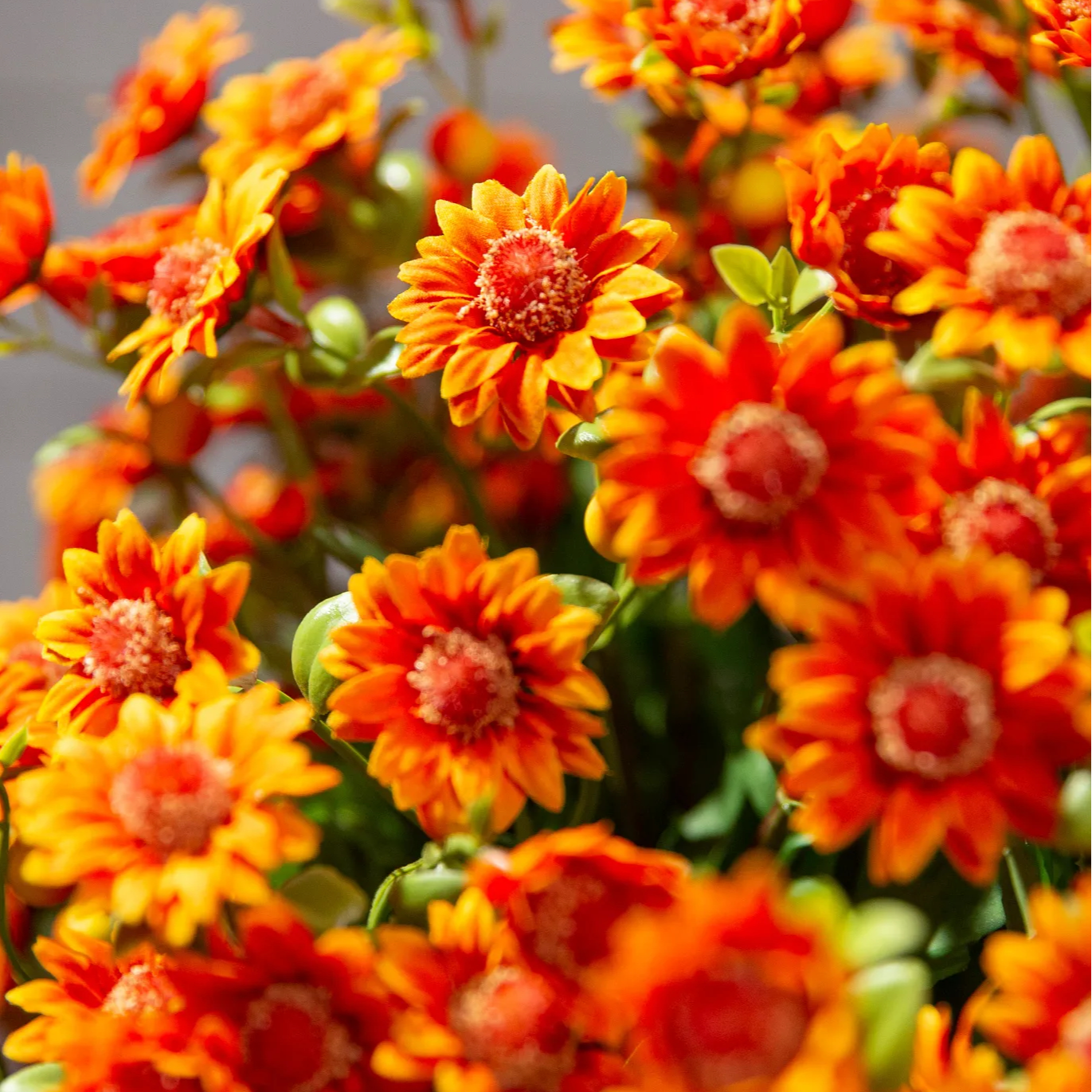 💥Last Day Each Only $2.59- Artificial Outdoor Sunset Mums Flowers - UV resistant, Waterproof, Windproof