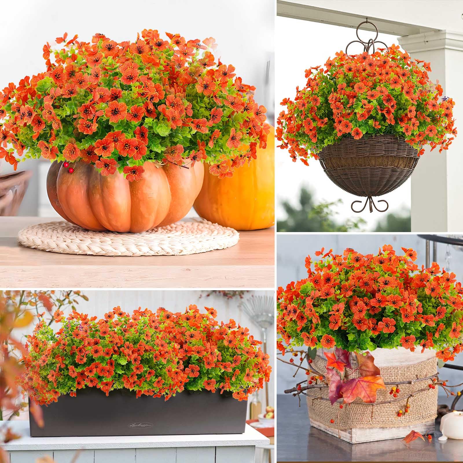 🍂1 Bundle/5 Pcs Artificial Autumn Mums - UV resistant, Waterproof ,Windproof🏡