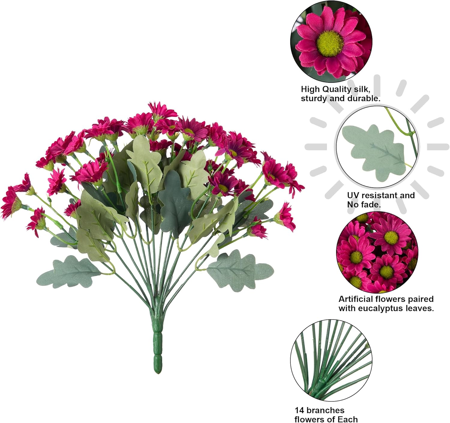 Artificial Faux Sunflowers Flowers Plants for Fall Outdoor Indoor Decoration 5 Bundles