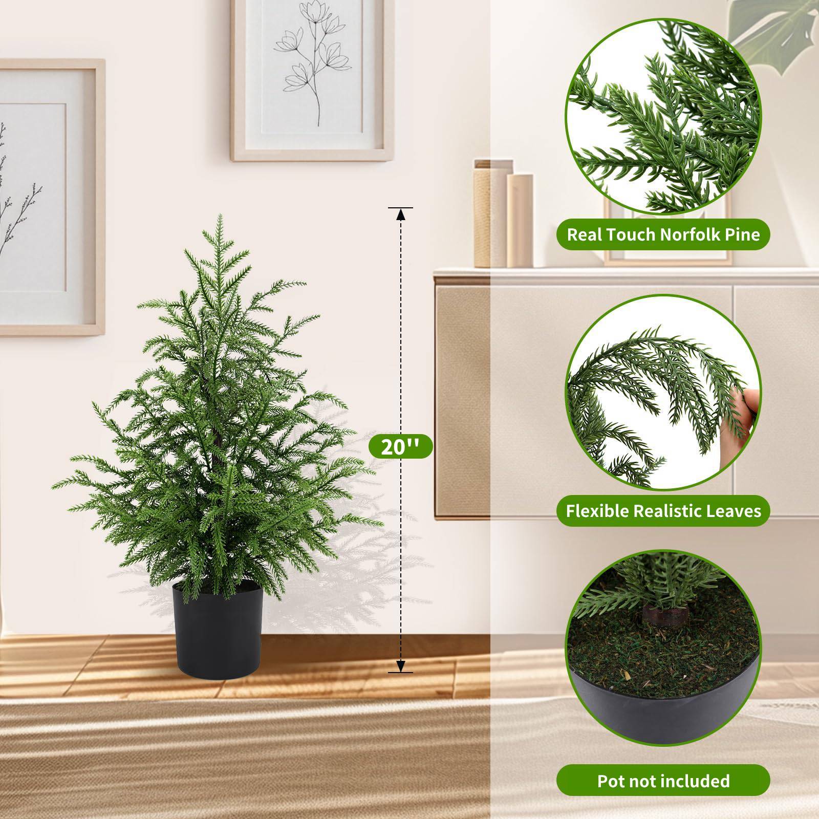 🎄Real Touch Norfolk Pine Topiary Tree - 20'' CHRISTMAS TREE