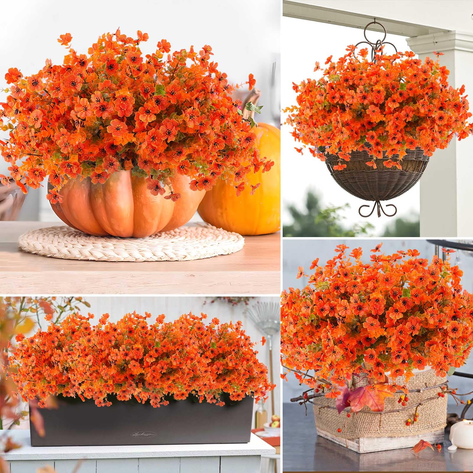 🍂1 Bundle/5 Pcs Artificial Autumn Mums - UV resistant, Waterproof ,Windproof🏡