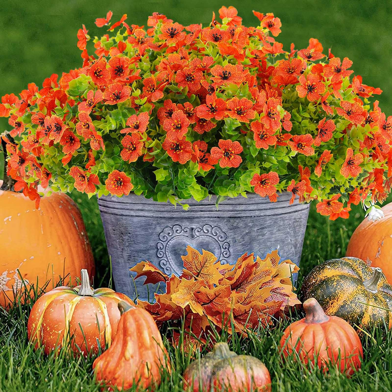 🍂1 Bundle/5 Pcs Artificial Autumn Mums - UV resistant, Waterproof ,Windproof🏡
