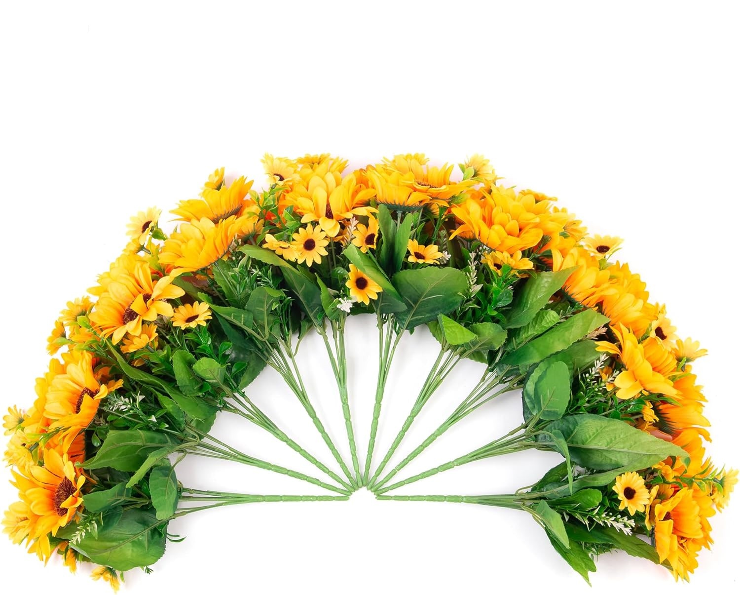 Artificial Faux Sunflowers Flowers Plants for Fall Outdoor Indoor Decoration 5 Bundles
