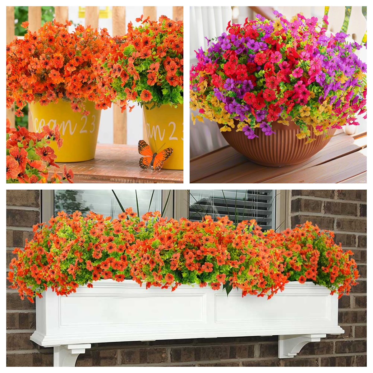 🍂1 Bundle/5 Pcs Artificial Autumn Mums - UV resistant, Waterproof ,Windproof🏡