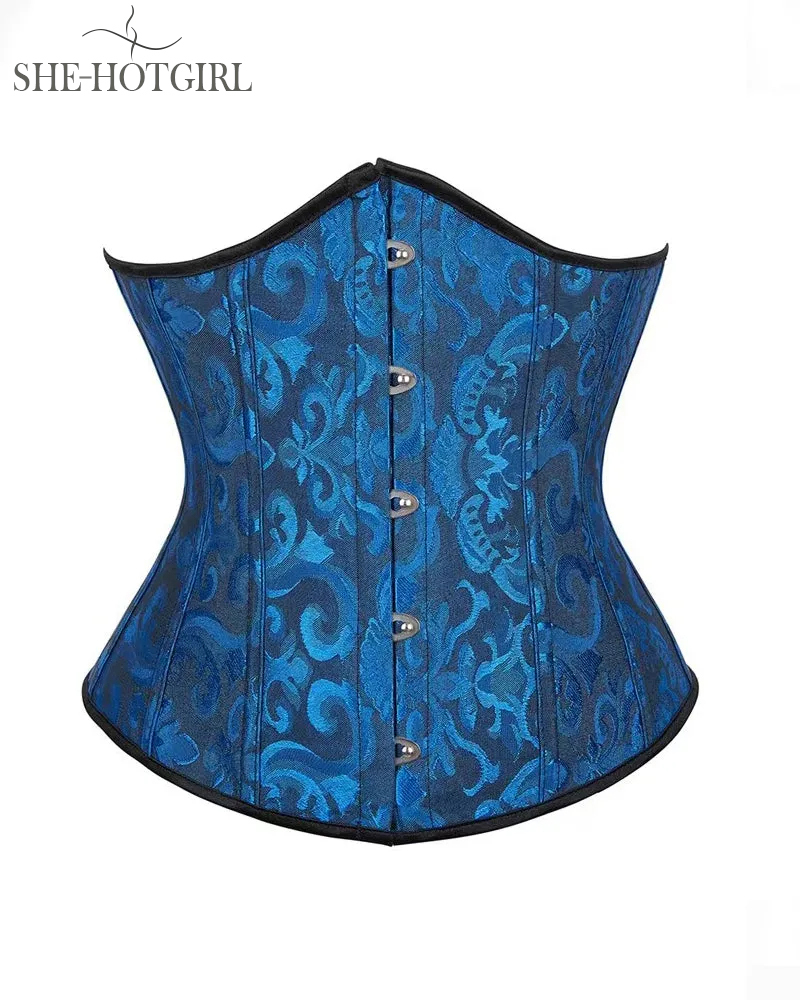 Vintage Lace Up Underbust Corset Tummy Control Lace Up Strapless Plus Size Bustier