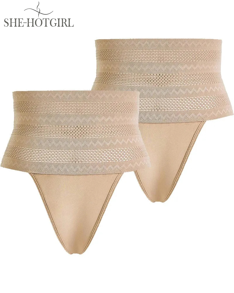 Women's High Waist Shaping Thong Breathable Tummy Control Shapewear Underwear