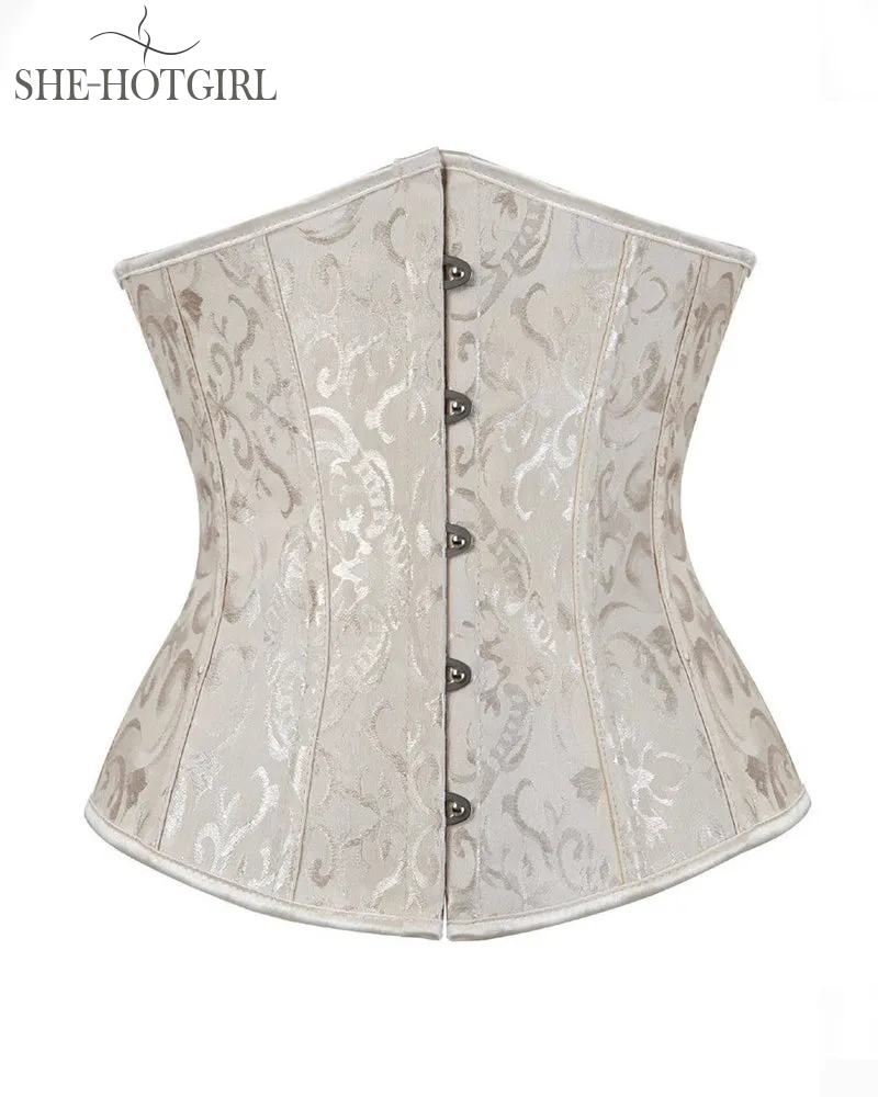 Vintage Lace Up Underbust Corset Tummy Control Lace Up Strapless Plus Size Bustier