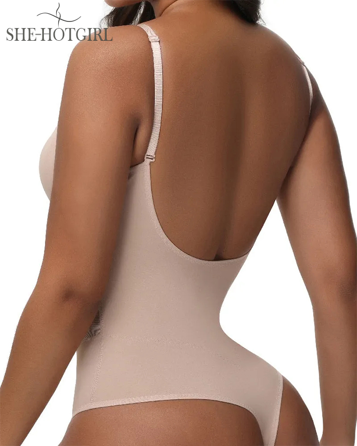 Women's Tummy Control Thong Sheer Mesh Corset Top Backless Bodysuits