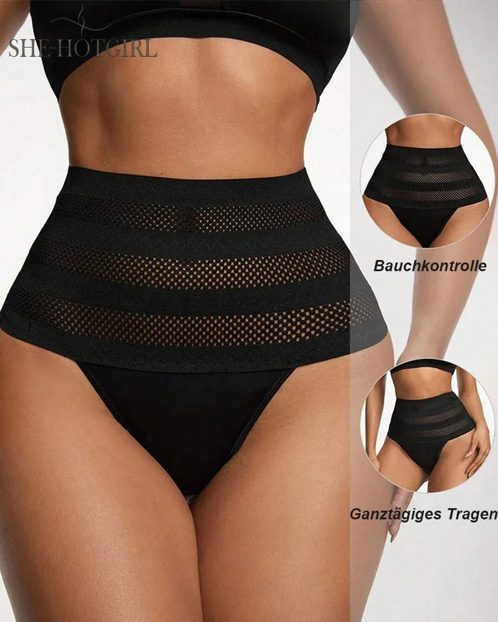 Women's High Waist Shaping Thong Breathable Tummy Control Shapewear Underwear