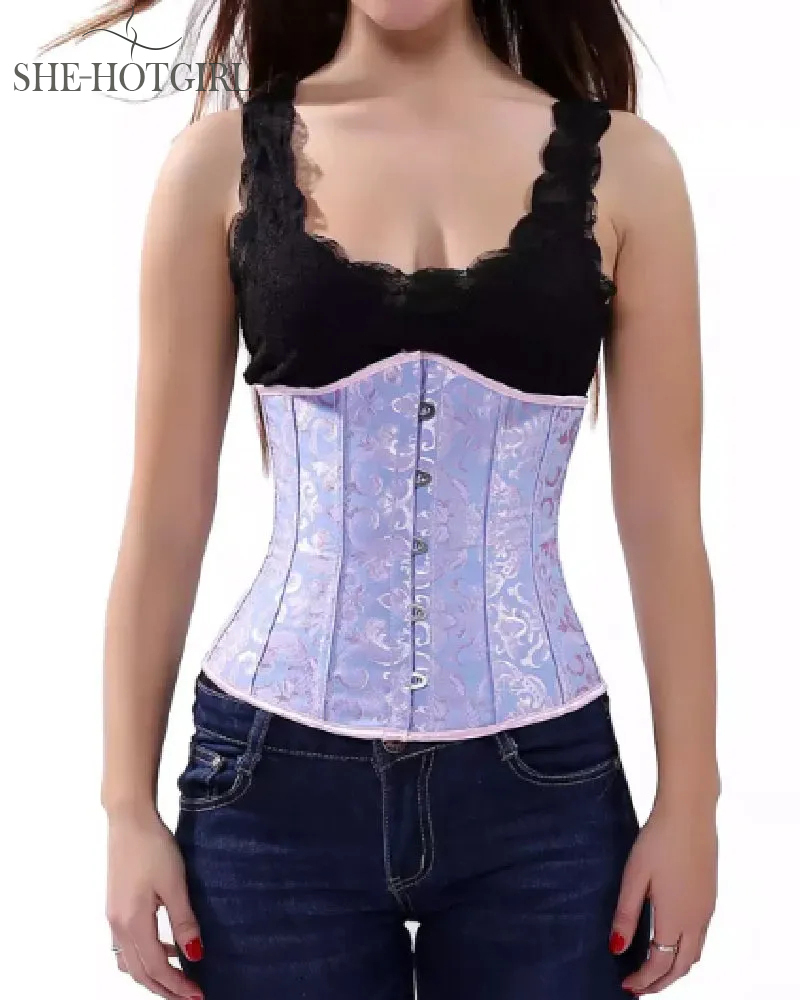 Vintage Lace Up Underbust Corset Tummy Control Lace Up Strapless Plus Size Bustier