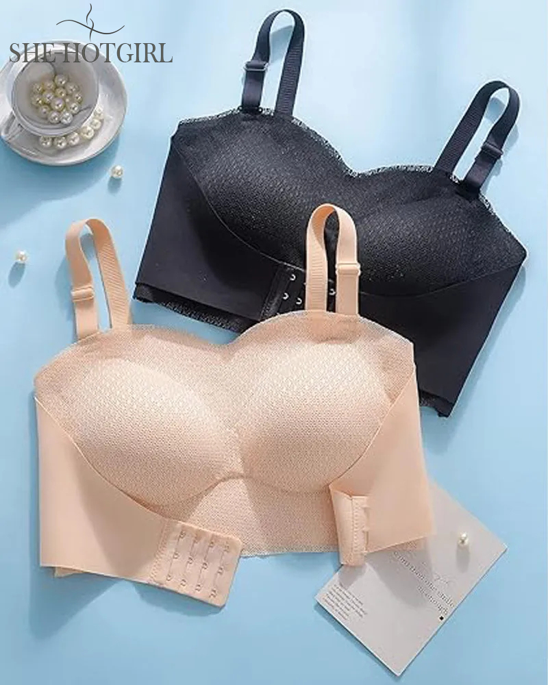 Strapless Backless Invisible Wireless Front Closure Push-up Bra
