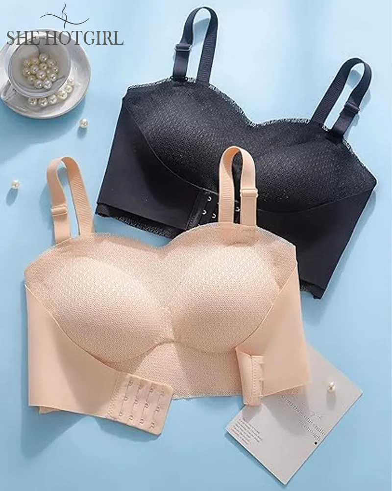 Strapless Backless Invisible Wireless Front Closure Push-up Bra