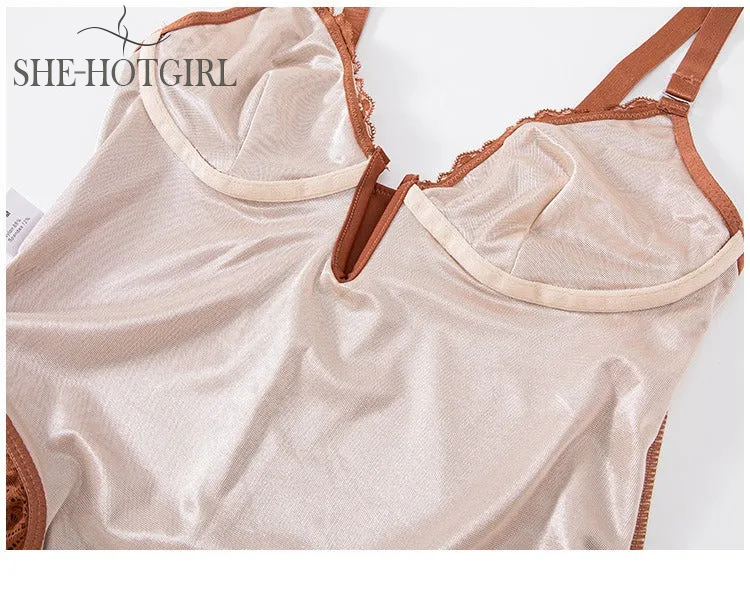 Sexy Lace Thong Body with V Neck for Women Backless Tank Tops with Tummy Control