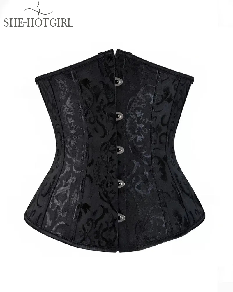 Vintage Lace Up Underbust Corset Tummy Control Lace Up Strapless Plus Size Bustier