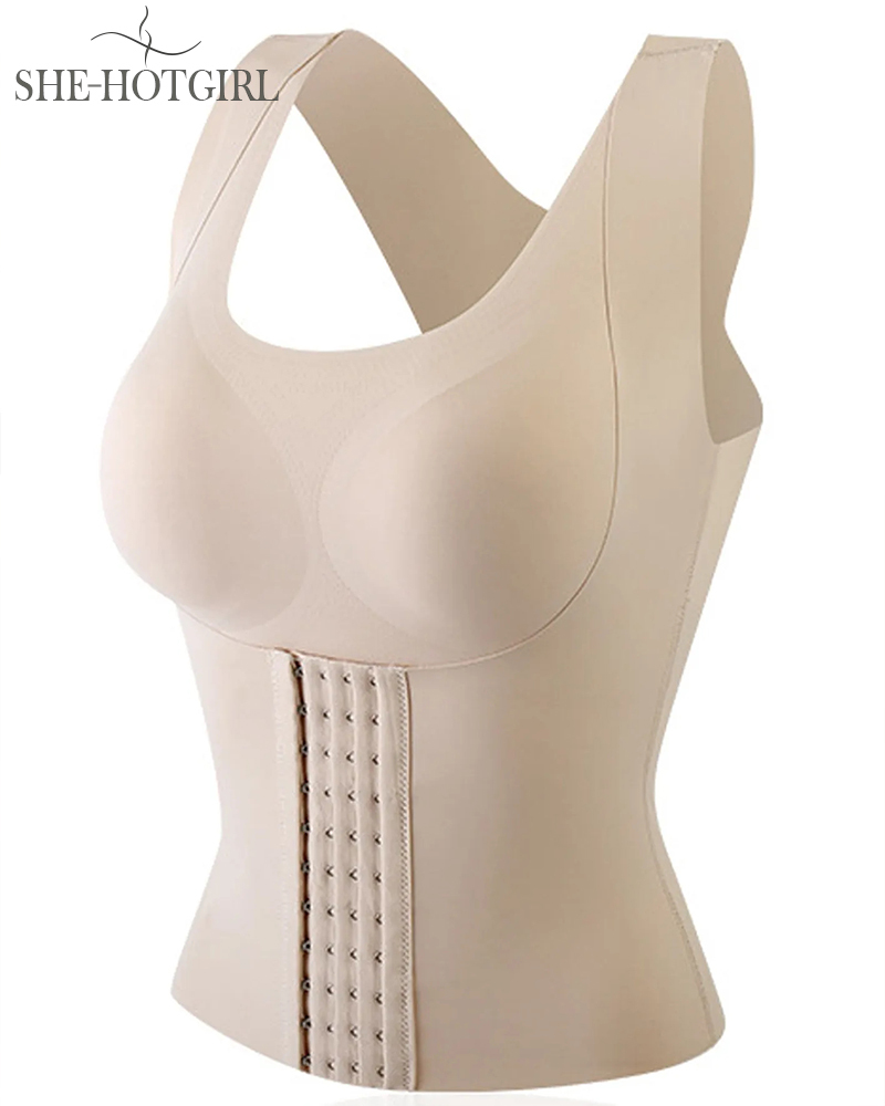 Comfort double compression corset with seamless tummy control and back