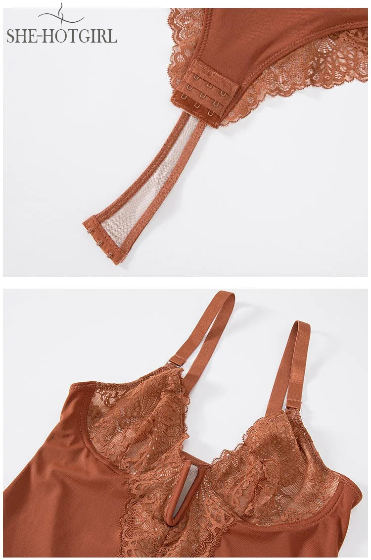 Sexy Lace Thong Body with V Neck for Women Backless Tank Tops with Tummy Control