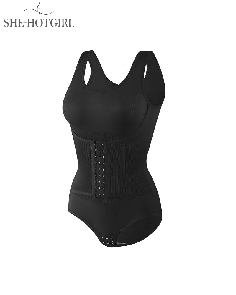 2 in 1 Seamless Double Tummy Control Corset Bodysuit Scoop Neck Tank T