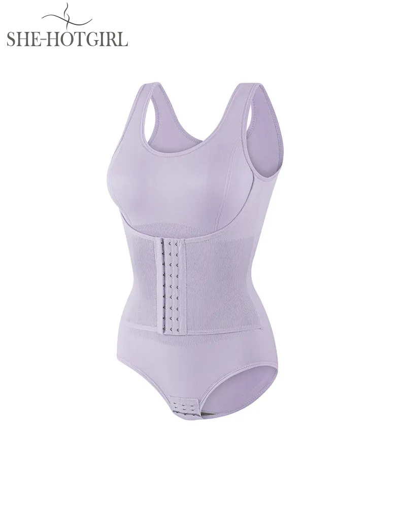 2 in 1 Seamless Double Tummy Control Corset Bodysuit Scoop Neck Tank Top Shapewear