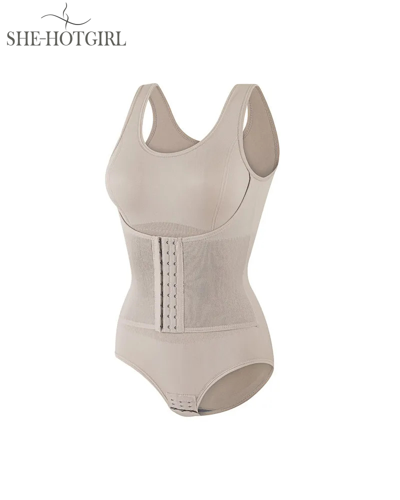 2 in 1 Seamless Double Tummy Control Corset Bodysuit Scoop Neck Tank Top Shapewear