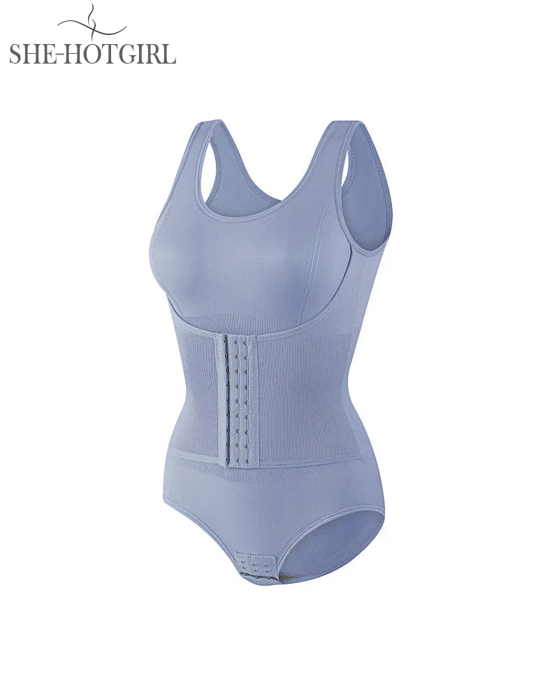 2 in 1 Seamless Double Tummy Control Corset Bodysuit Scoop Neck Tank Top Shapewear