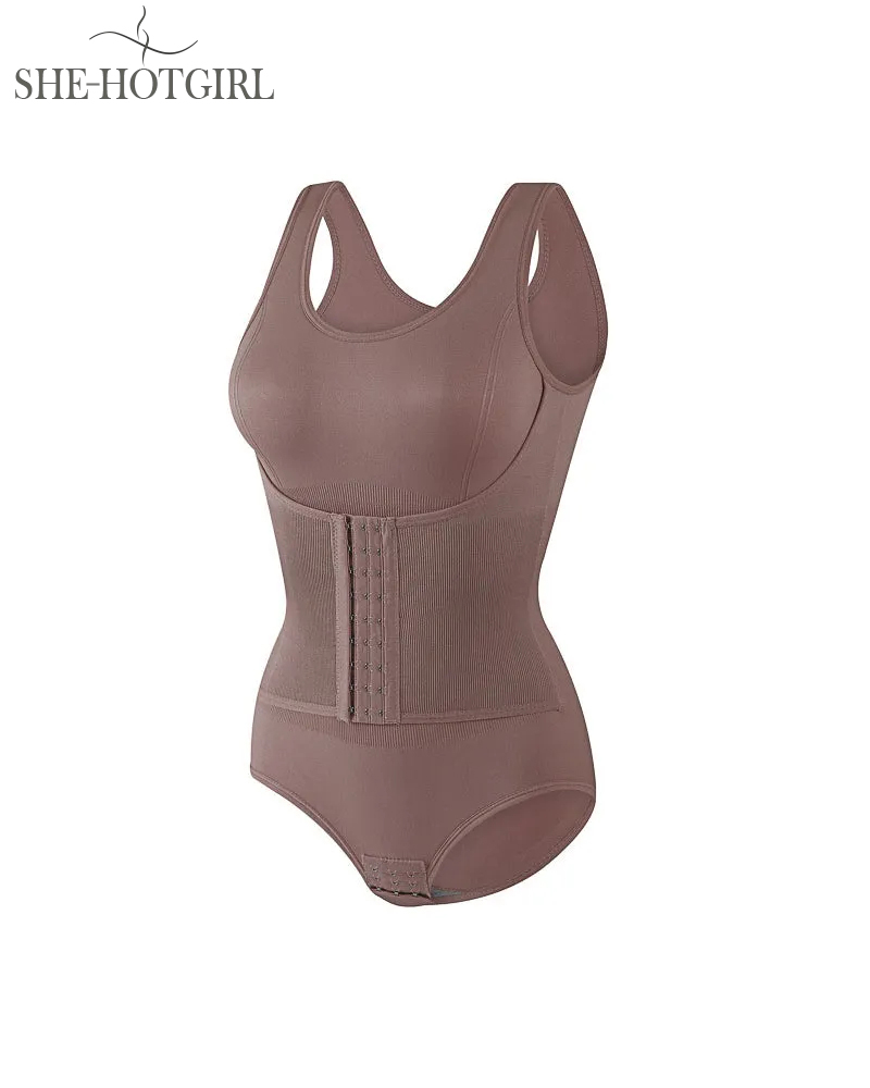 2 in 1 Seamless Double Tummy Control Corset Bodysuit Scoop Neck Tank Top Shapewear