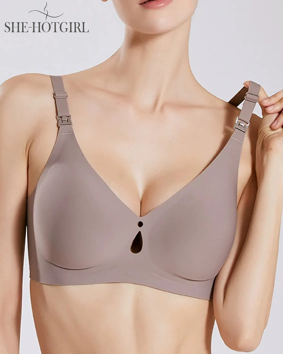 Thin seamless nursing bra with anti-sagging effect in plus size with front closure