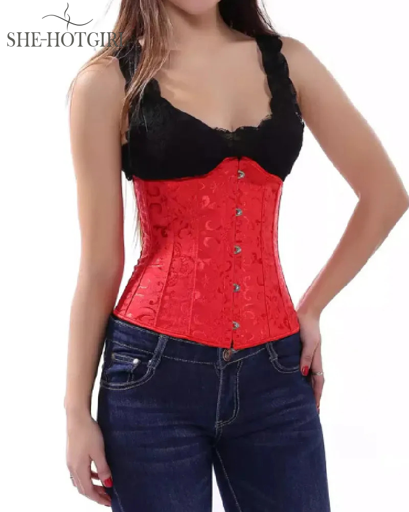 Vintage Lace Up Underbust Corset Tummy Control Lace Up Strapless Plus Size Bustier